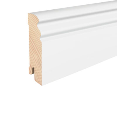 Alt-Berliner-Profil, Sockelleiste Weiß, Länge: 2,40m, mit Echtholzträger, massiv, Kiefer, weiß lackiert (ähnl. RAL 9010)